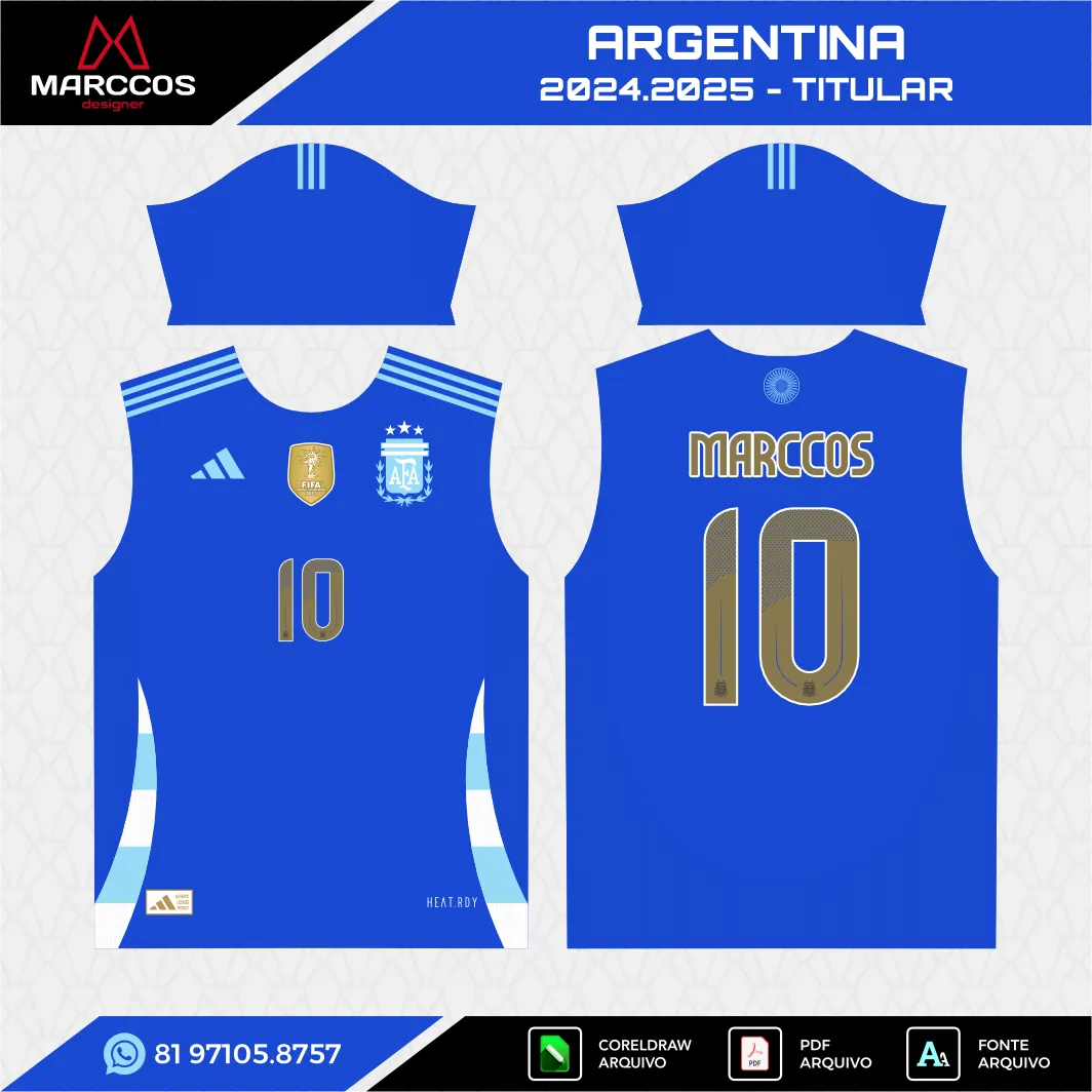 Arte Vetor Camisa Argentina Reserva 2024.2025