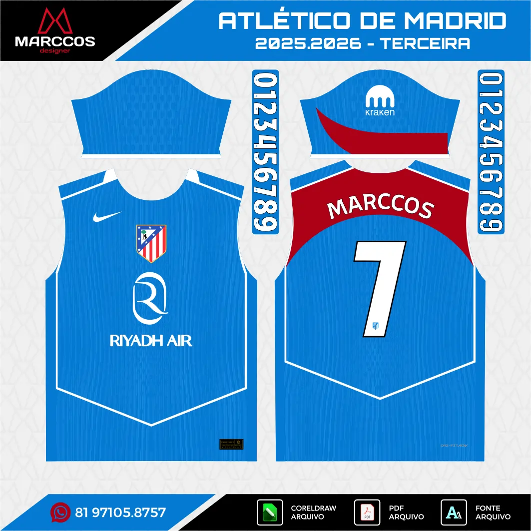 Arte Vetor Terceira Camisa Atlétido de Madrid 2025.2026 - Image 2