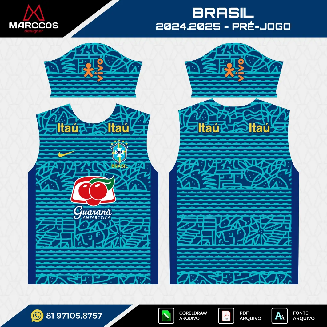 Arte Vetor Camisa Brasil Pré-Jogo 2024.2025 - Image 2