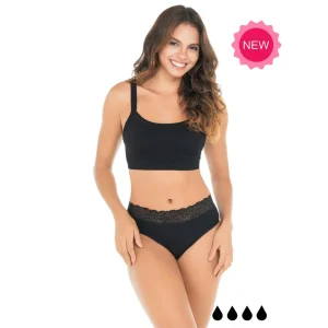 Cueca menstrual de algodáo com encaixe Lelambu® Vittoria