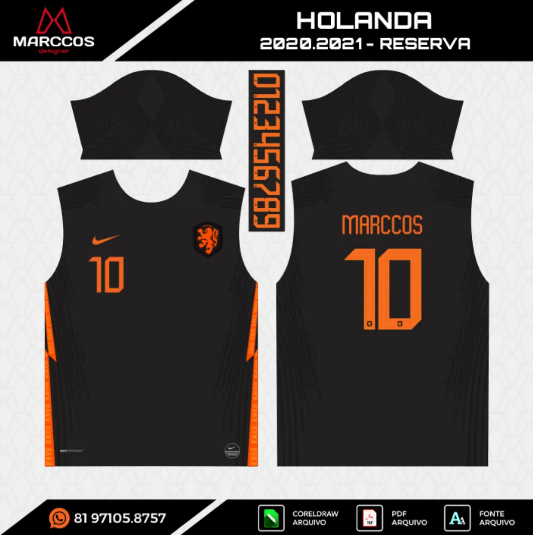 Arte Vetor Camisa Holanda Reserva 2020.2021