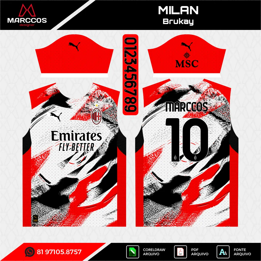 Arte Vetor Camisa Milan Brukay
