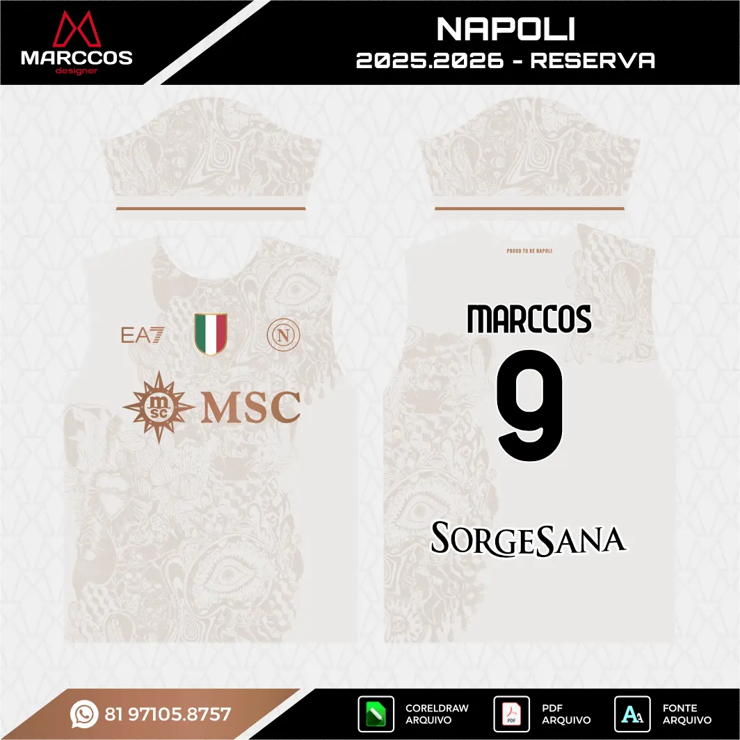 Arte Vetor Camisa Napoli Reserva 2025.2026 - Image 2
