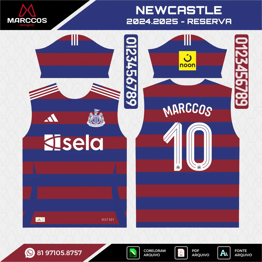 Arte Vetor Camisa Newcastle Reserva 2024.2025 - Image 2