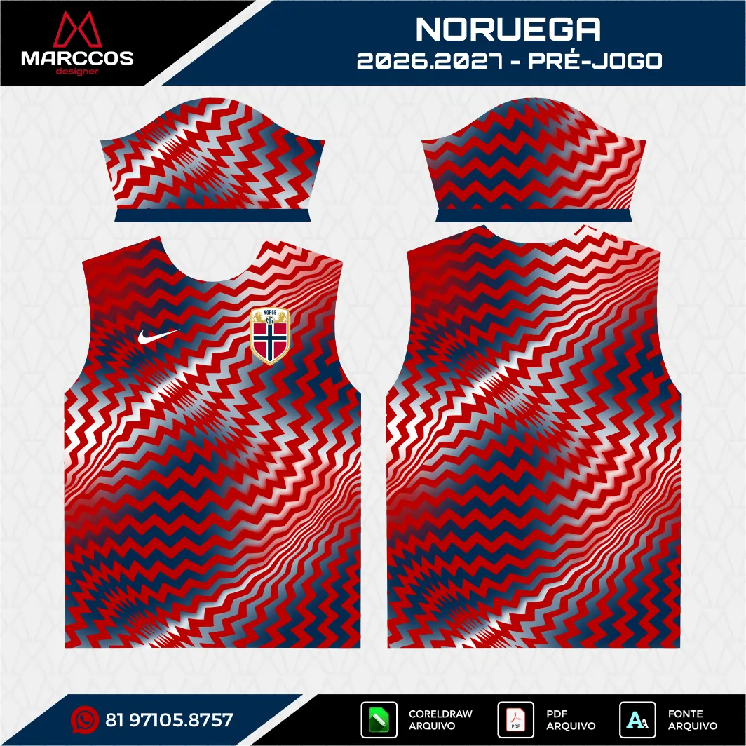 Arte Vetor Camisa Noruega Pré-Jogo 2026.2027