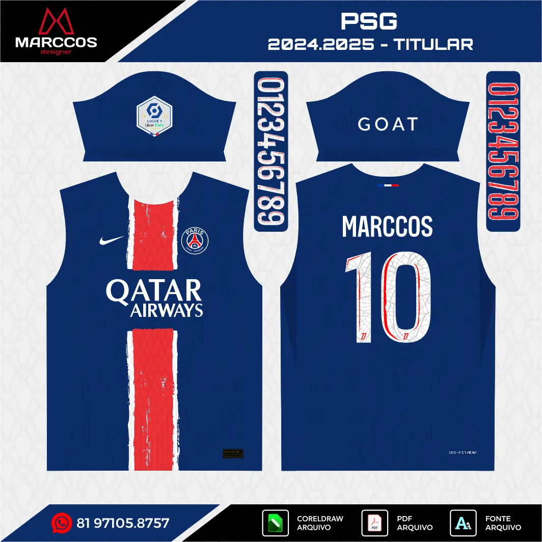 Arte Vetor Camisa PSG Titular 2024.2025