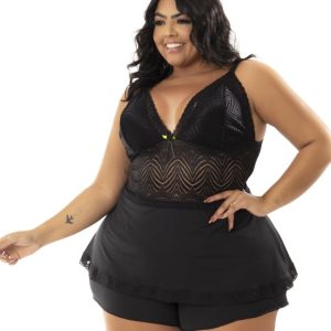 Baby Doll Plus Size com renda – Rose