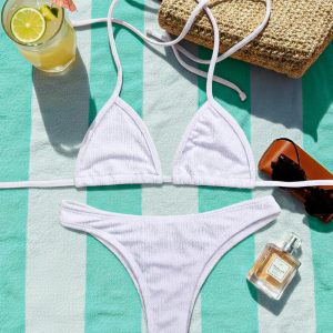 Biquíni Cortininha Canelado Brilhoso – Branco