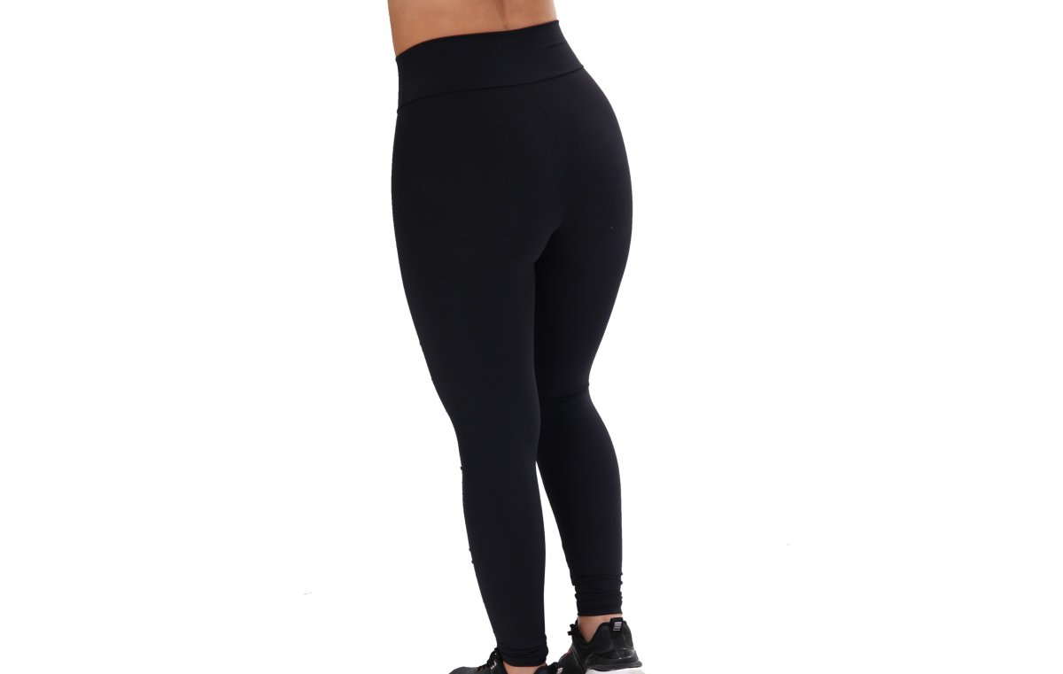 Calça legging preta com recorte - Image 3