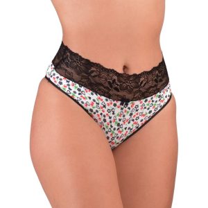 Calcinha estampada com renda -Thainara
