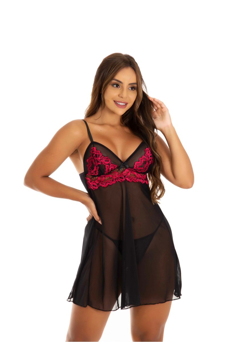 Camisola com calcinha em Renda Bicolor – Geisa - Image 7