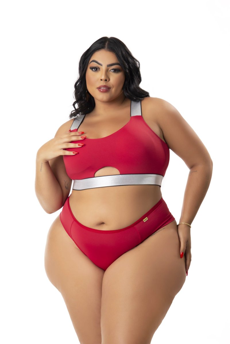 Conjunto com Bojo e Elástico Brilhoso Plus Size – Yohanna