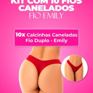 Kit 10 Calcinhas Canelada Fio Duplo
