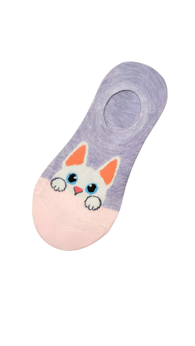 Kit de 3 Meias Invisíveis Feminina com Estampa de Gatinho - Image 3