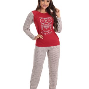Pijama Longo Feminino em Suede Lily Vermelho