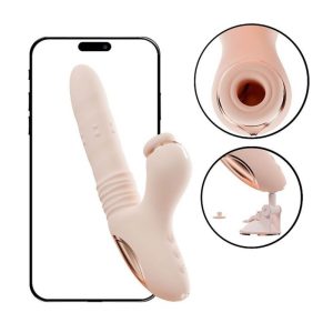 Vibrador de Ponto G e Clitóris / Pulsação com Vai e Vem Rotação / Aquecimento – 23,5 x 3,7cm – App
